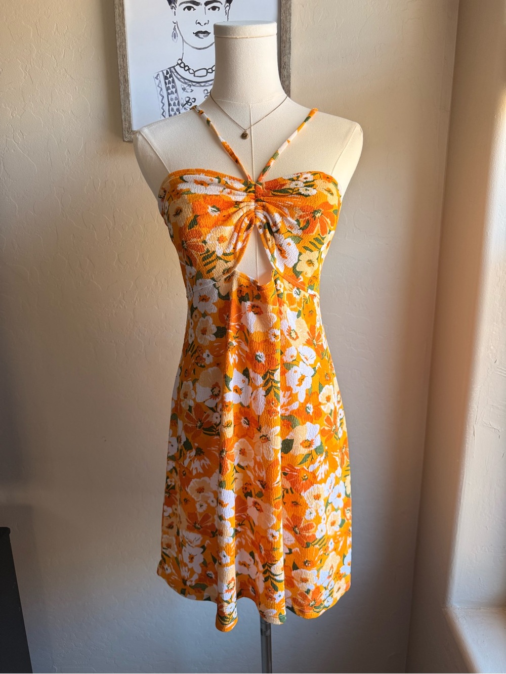 Orange Floral Mini Dress